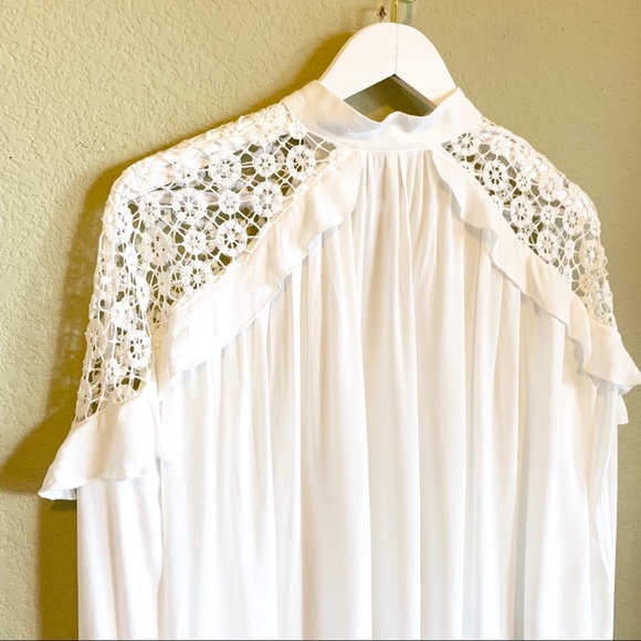 FREE PEOPLE Crochet Knit Shoulders White Blouse - Picture 8 of 8
